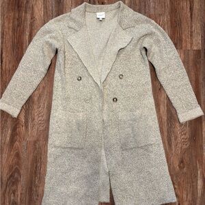 Wilfred Cream-Gray Bouclé Double-Breasted Trench Coat